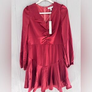 She + Sky NWT Women's Long Sleeve Red Dress MEDIUM